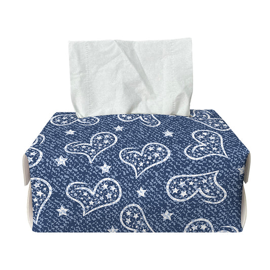 Heart And Star Denim Jeans Pattern Print Rectangle Tissue Box Cover