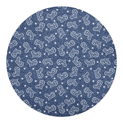 Heart And Star Denim Jeans Pattern Print Round Blanket
