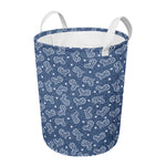 Heart And Star Denim Jeans Pattern Print Round Laundry Basket