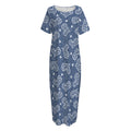 Heart And Star Denim Jeans Pattern Print Short Sleeve Long Nightdress
