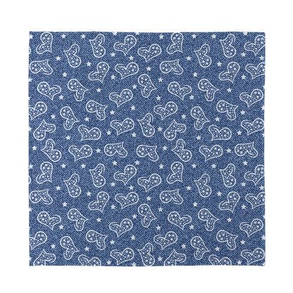 Heart And Star Denim Jeans Pattern Print Silk Bandana