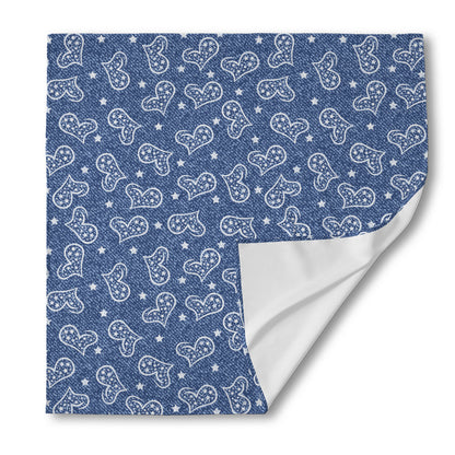 Heart And Star Denim Jeans Pattern Print Silk Bandana