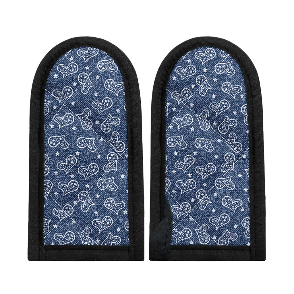 Heart And Star Denim Jeans Pattern Print Skillet Handle Cover