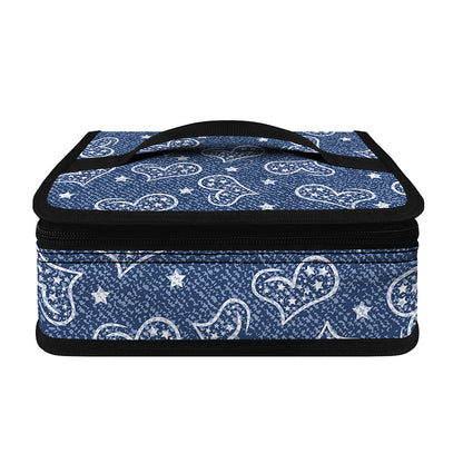 Heart And Star Denim Jeans Pattern Print Small Lunch Bag