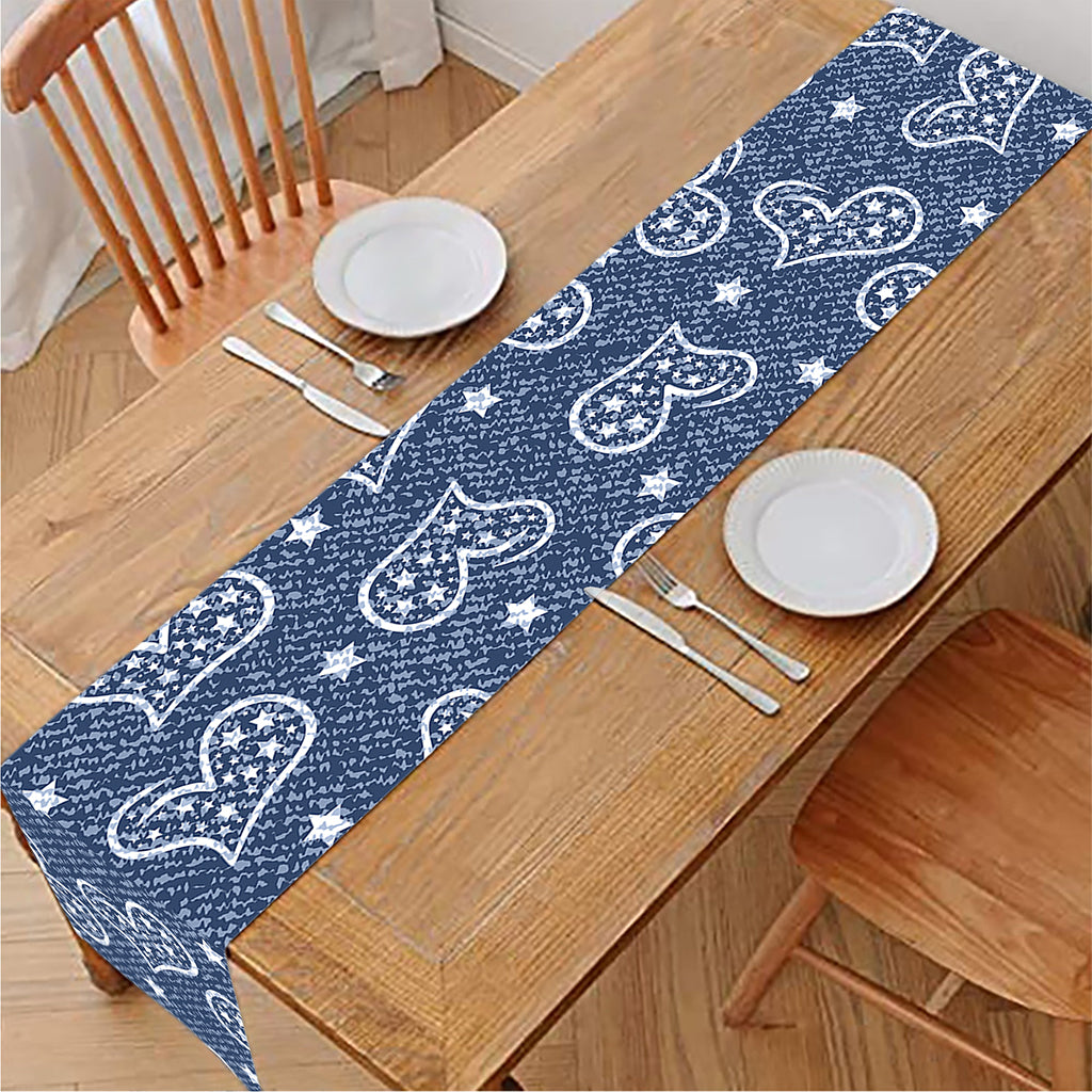 Heart And Star Denim Jeans Pattern Print Table Runner