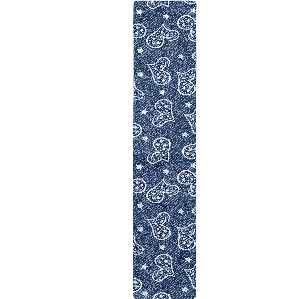 Heart And Star Denim Jeans Pattern Print Table Runner