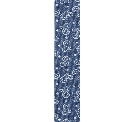 Heart And Star Denim Jeans Pattern Print Table Runner