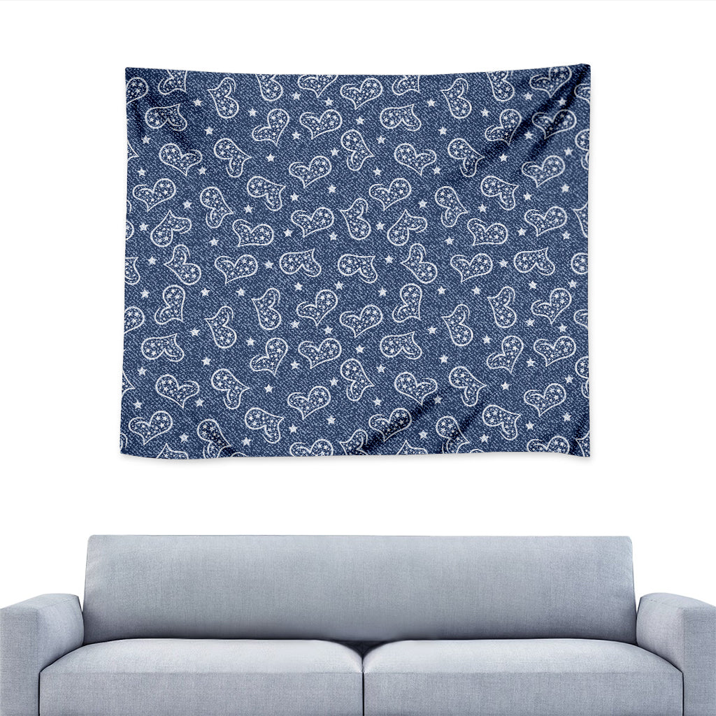 Heart And Star Denim Jeans Pattern Print Tapestry