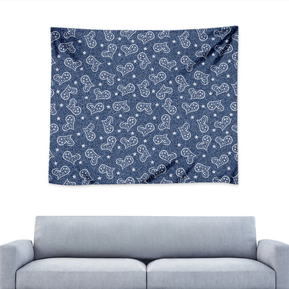 Heart And Star Denim Jeans Pattern Print Tapestry
