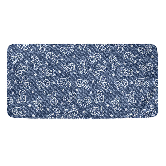 Heart And Star Denim Jeans Pattern Print Towel