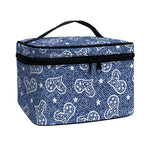 Heart And Star Denim Jeans Pattern Print Travel Makeup Bag