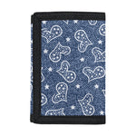 Heart And Star Denim Jeans Pattern Print Trifold Wallet