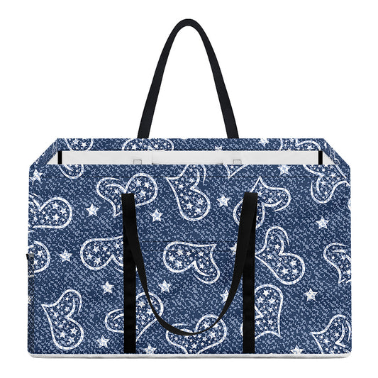 Heart And Star Denim Jeans Pattern Print Utility Tote Bag