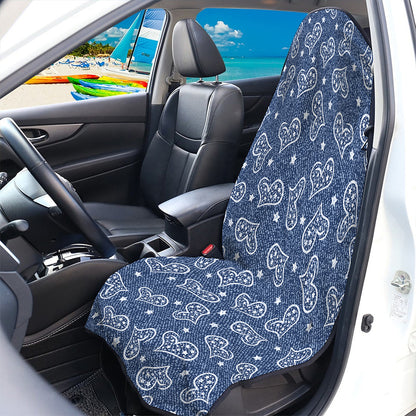Heart And Star Denim Jeans Pattern Print Waterproof Car Seat Cover