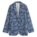Heart And Star Denim Jeans Pattern Print Women's Blazer