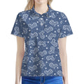 Heart And Star Denim Jeans Pattern Print Women's Polo Shirt