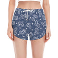 Heart And Star Denim Jeans Pattern Print Women's Split Running Shorts