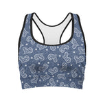 Heart And Star Denim Jeans Pattern Print Women's Sports Bra