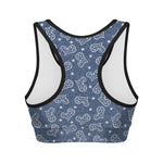 Heart And Star Denim Jeans Pattern Print Women's Sports Bra