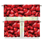 Heart Chocolate Candy Print 3 Piece Kitchen Curtains