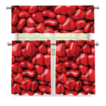 Heart Chocolate Candy Print 3 Piece Kitchen Curtains