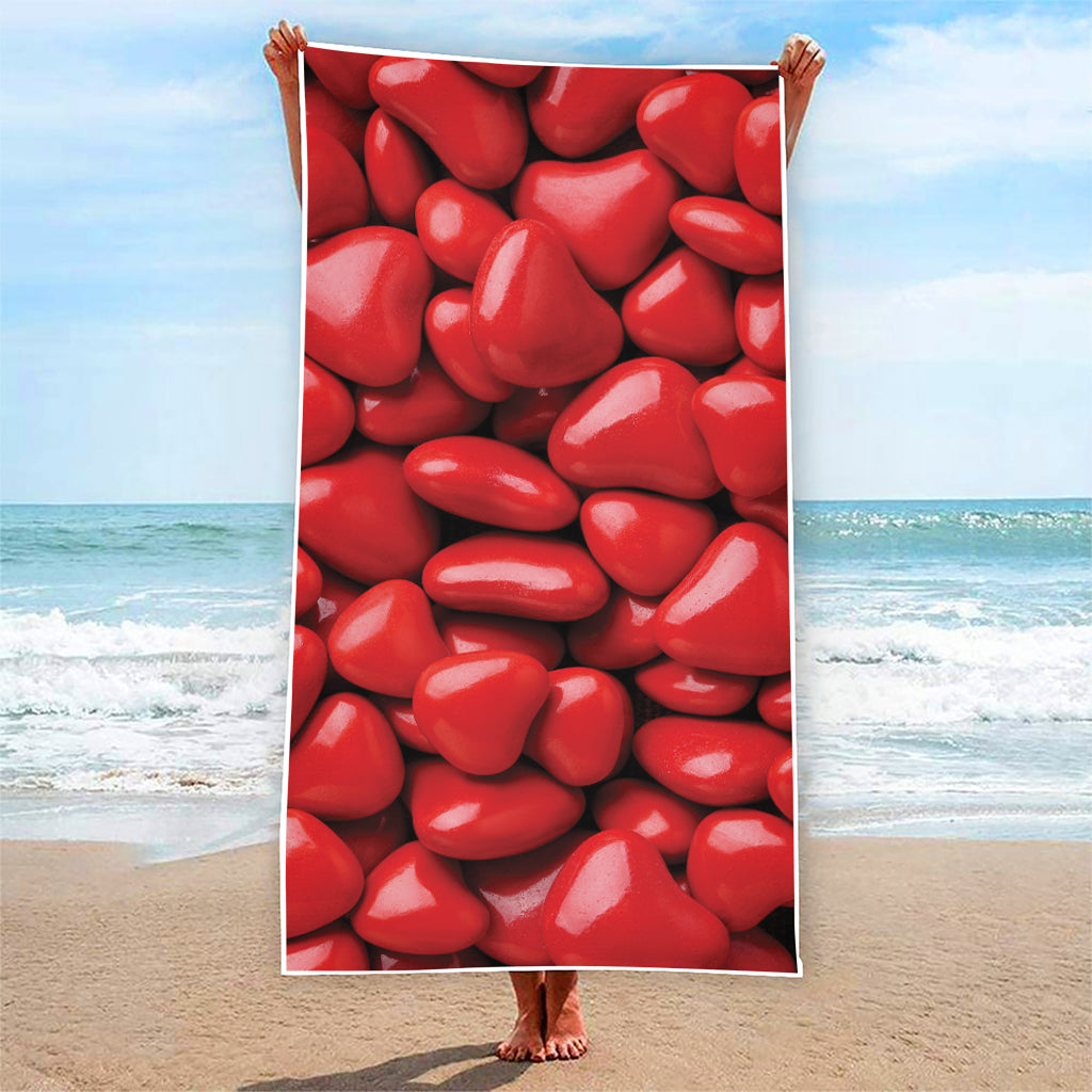 Heart Chocolate Candy Print Beach Towel
