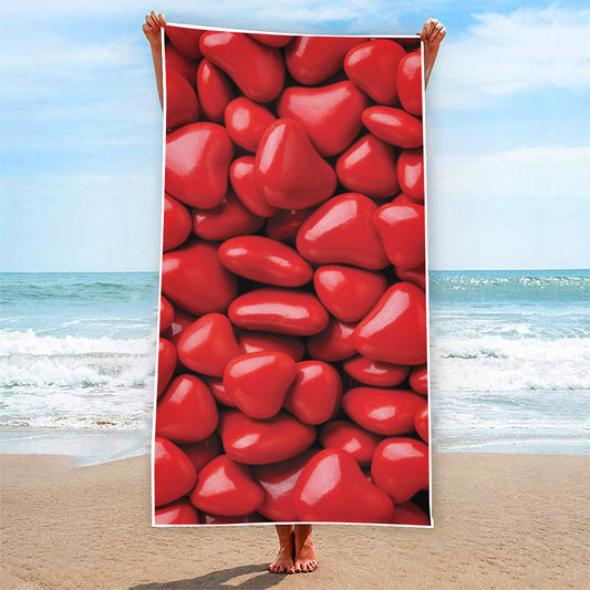 Heart Chocolate Candy Print Beach Towel