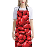 Heart Chocolate Candy Print Bib Apron With Pocket
