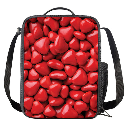 Heart Chocolate Candy Print Crossbody Lunch Bag