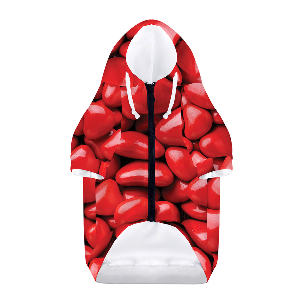 Heart Chocolate Candy Print Dog Zip Up Hoodie