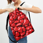 Heart Chocolate Candy Print Drawstring Backpack