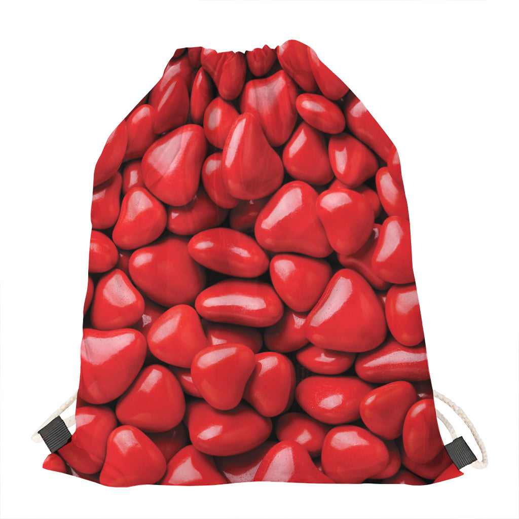 Heart Chocolate Candy Print Drawstring Bag