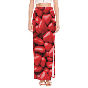 Heart Chocolate Candy Print High Slit Maxi Skirt