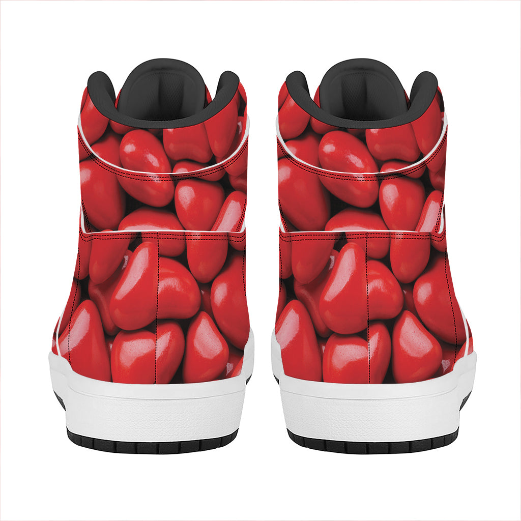 Heart Chocolate Candy Print High Top Leather Sneakers