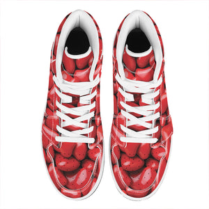 Heart Chocolate Candy Print High Top Leather Sneakers