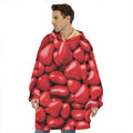 Heart Chocolate Candy Print Hoodie Blanket
