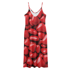 Heart Chocolate Candy Print Jersey Midi Cami Dress