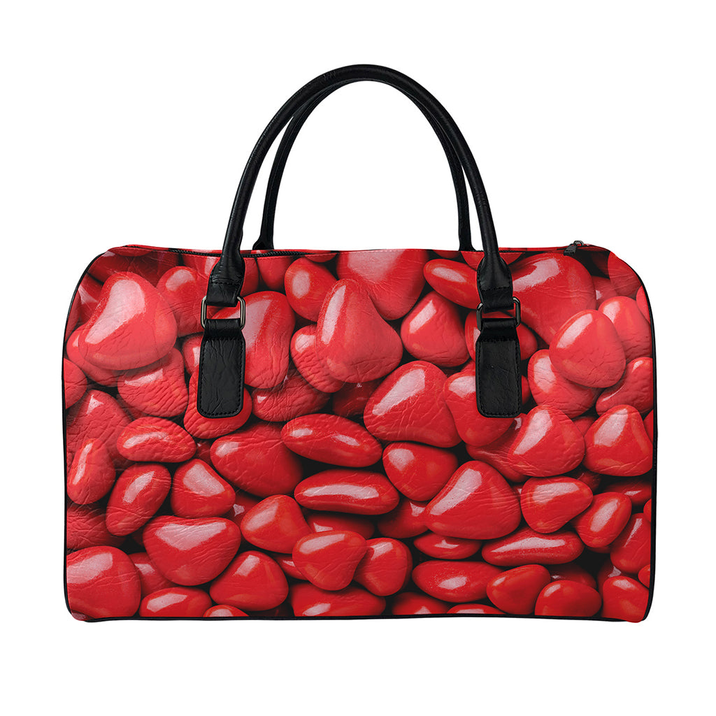 Heart Chocolate Candy Print Leather Duffle Bag