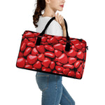 Heart Chocolate Candy Print Leather Duffle Bag