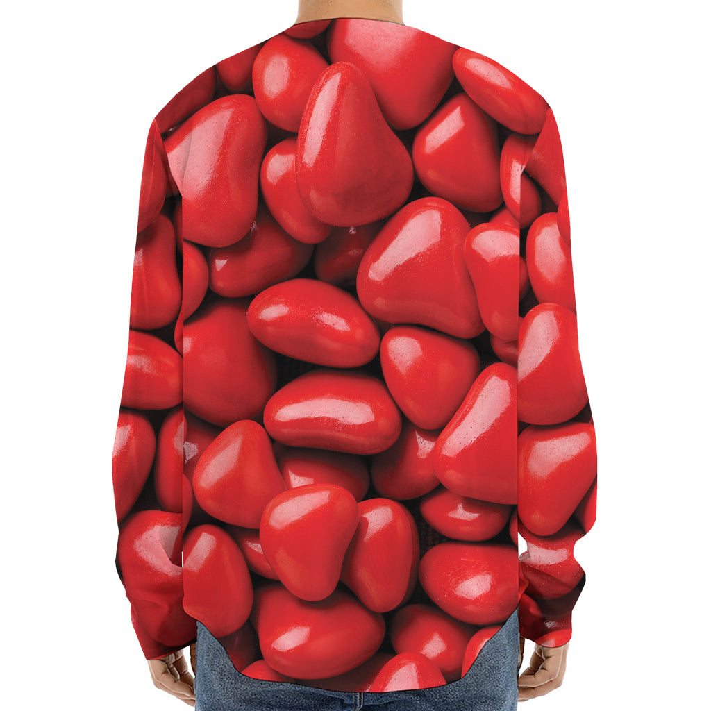 Heart Chocolate Candy Print Long Sleeve Baseball Jersey