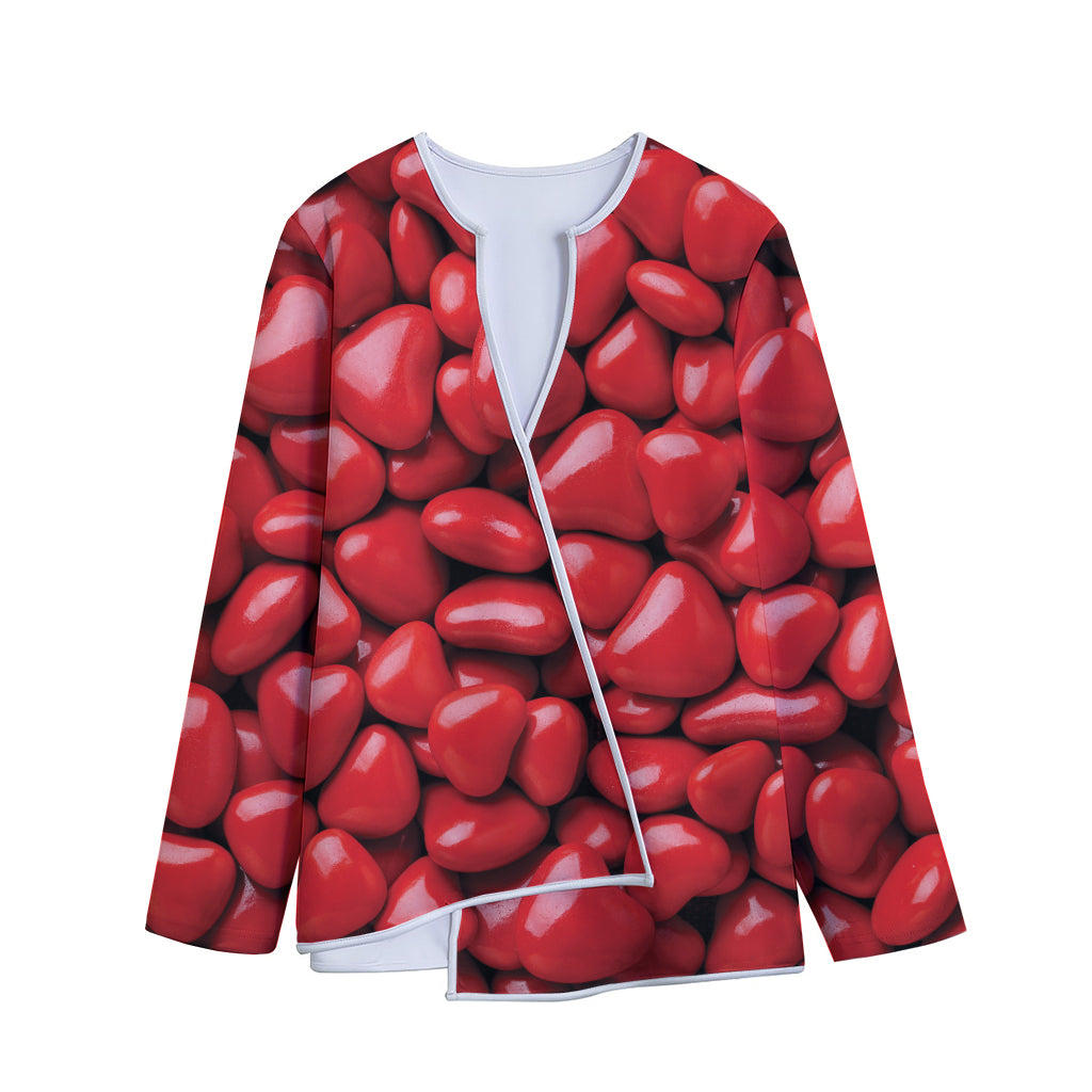 Heart Chocolate Candy Print Long Sleeve Short Coat