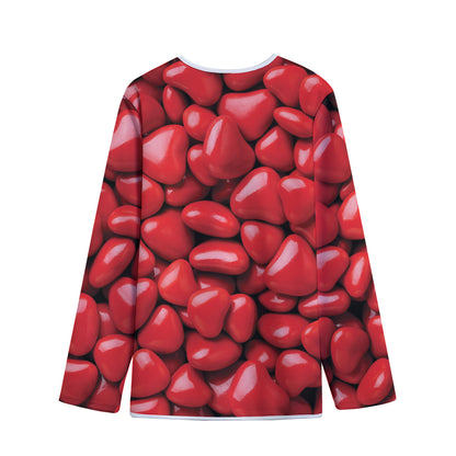 Heart Chocolate Candy Print Long Sleeve Short Coat