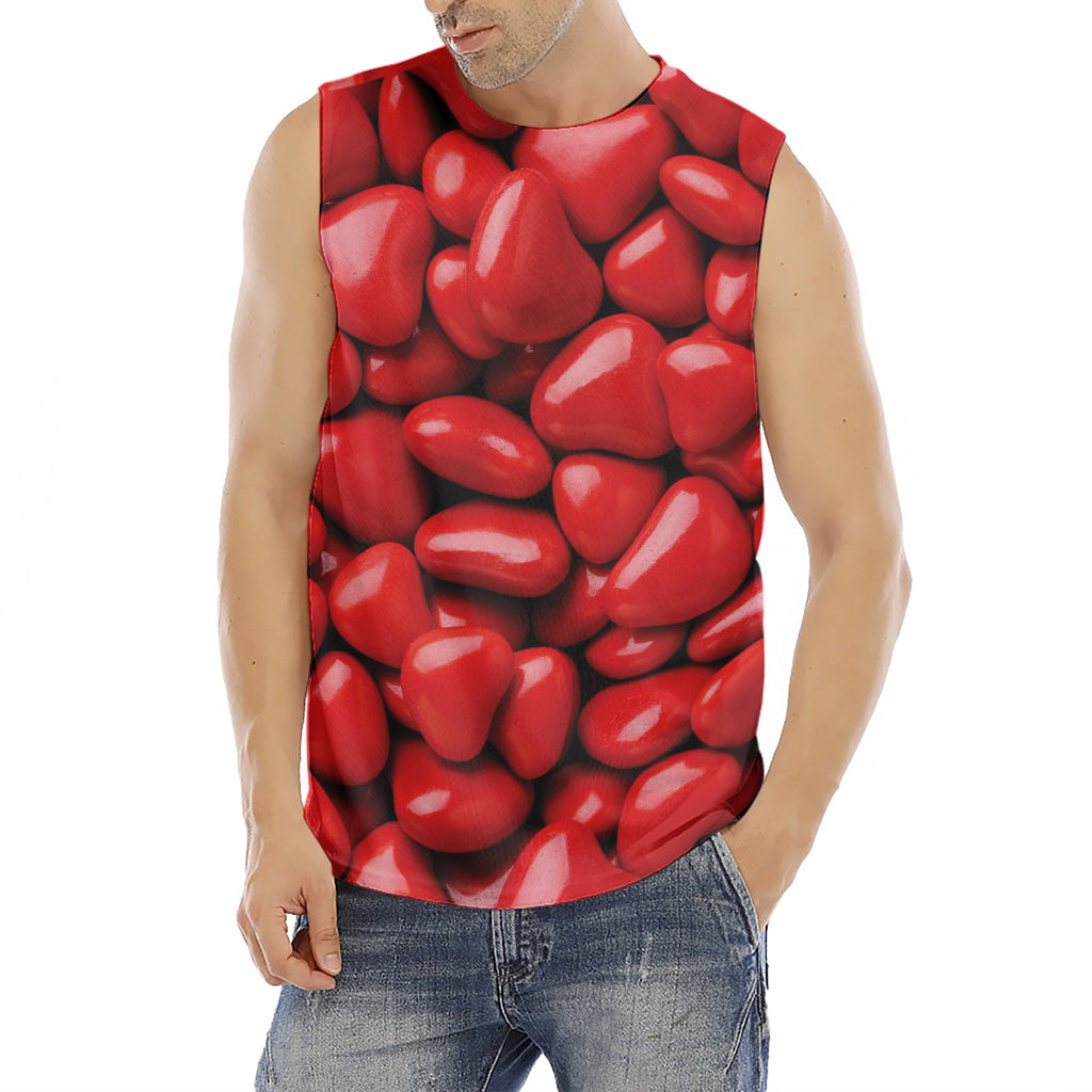 Heart Chocolate Candy Print Men's Fitness Tank Top
