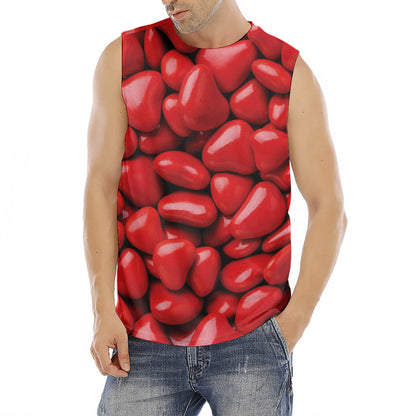 Heart Chocolate Candy Print Men's Fitness Tank Top