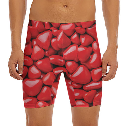 Heart Chocolate Candy Print Men's Long Boxer Briefs