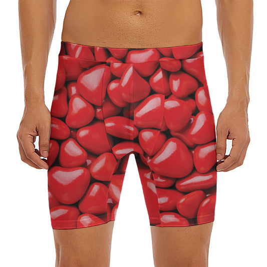 Heart Chocolate Candy Print Men's Long Boxer Briefs