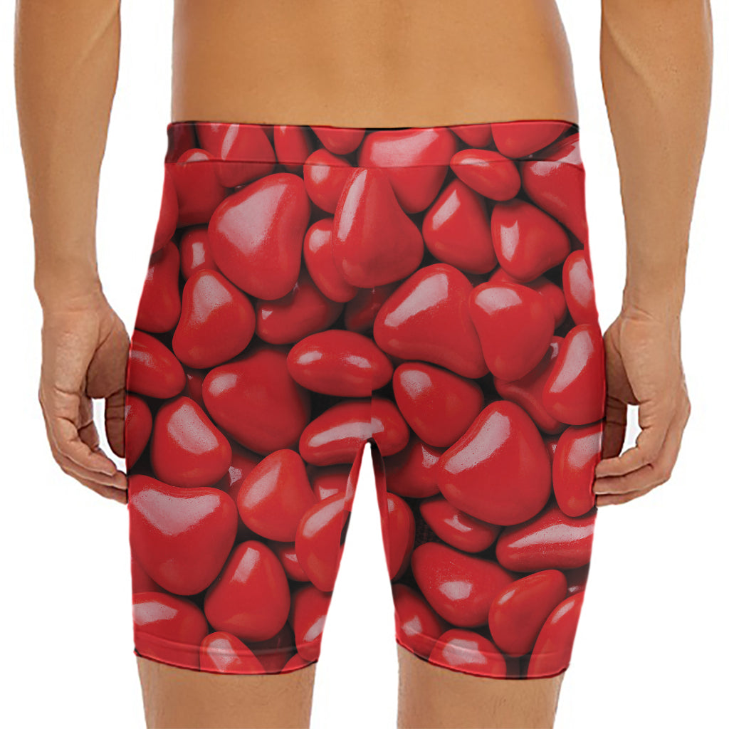 Heart Chocolate Candy Print Men's Long Boxer Briefs