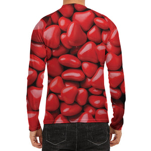 Heart Chocolate Candy Print Men's Long Sleeve Rash Guard