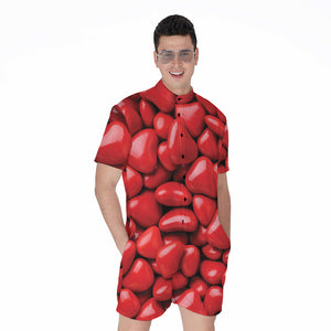 Heart Chocolate Candy Print Men's Rompers