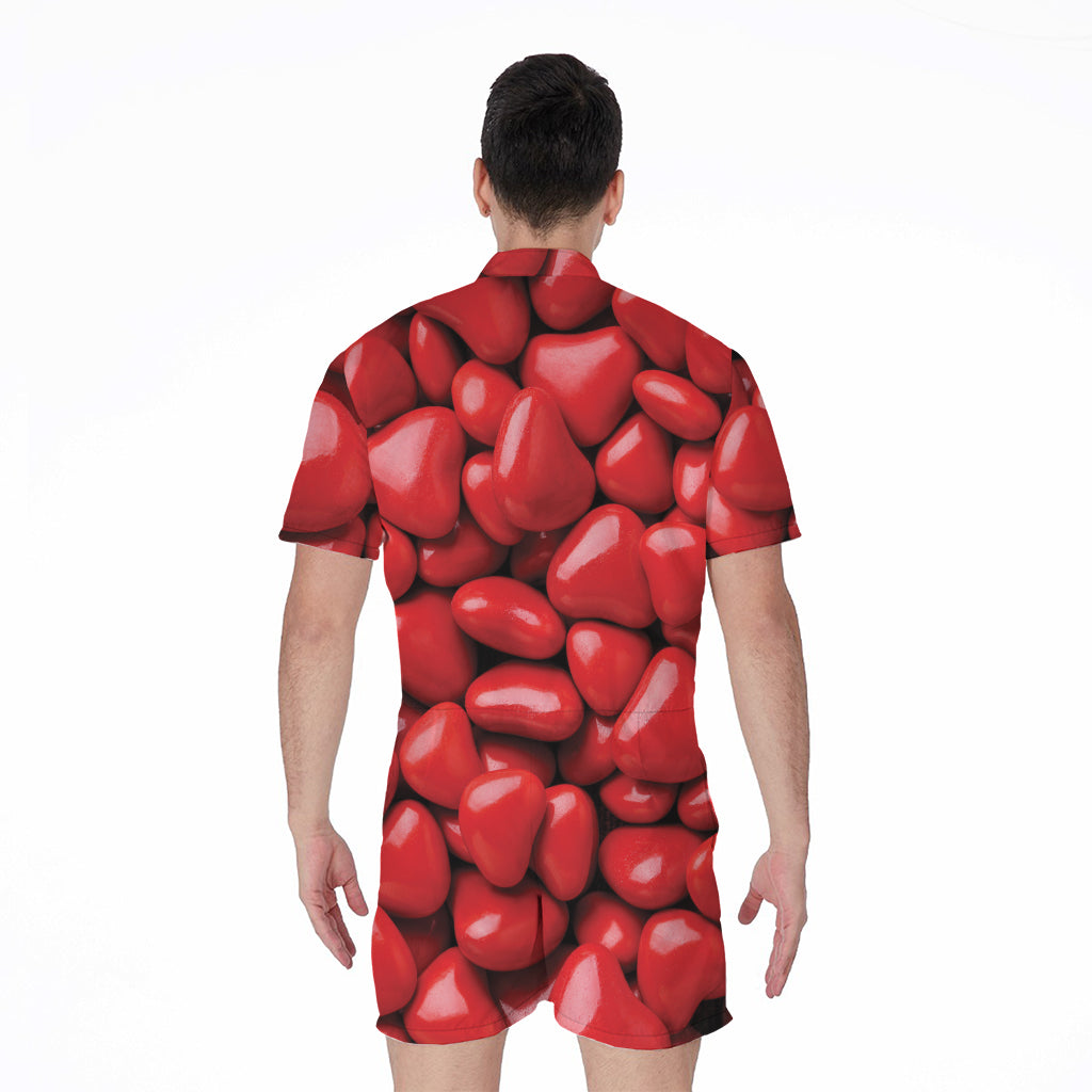 Heart Chocolate Candy Print Men's Rompers